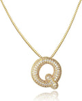 SKQIR Diamond Initial Letter Necklace for Women Bubble Gold Plated Puffy Balloon Alphabet Crystal Zircon Pendant Name Necklace Dainty Charms Trendy Jewelry Gift for Women