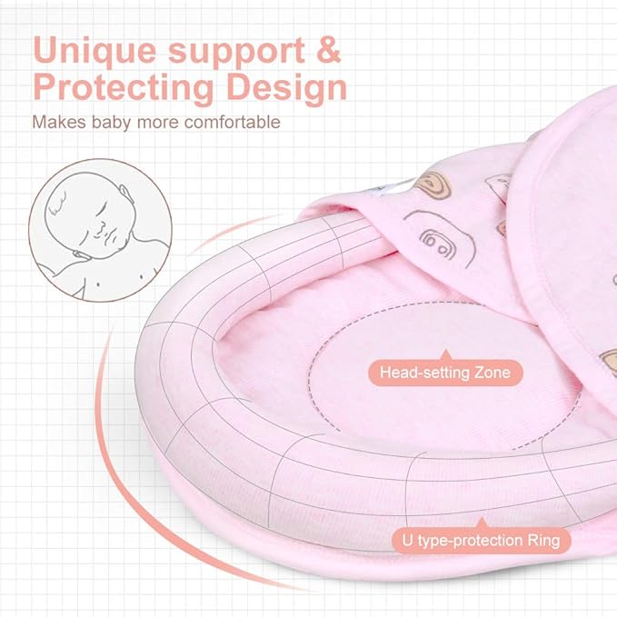 Premium Soft Cotton Baby Swaddle Blankets, Baby Blanket Wrap for Newborn Baby Boys Girls, Skin Friendly Wearable Swaddling Sleep Sack Calms Startle Reflex (Button, Peachpink, 0-3 Months + 3-6 Months)