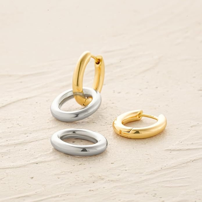 MYEARS Women Earrings Gold Huggie Hoop Dangle Drop 14K Gold Plated Small Simple Hypoallergenic Everyday Jewelry