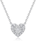 Sterling Silver Lab Grown Diamond Halo Pendant Necklace, Chain Included,ideal gift for anniversaries, birthdays, or any milestone celebration