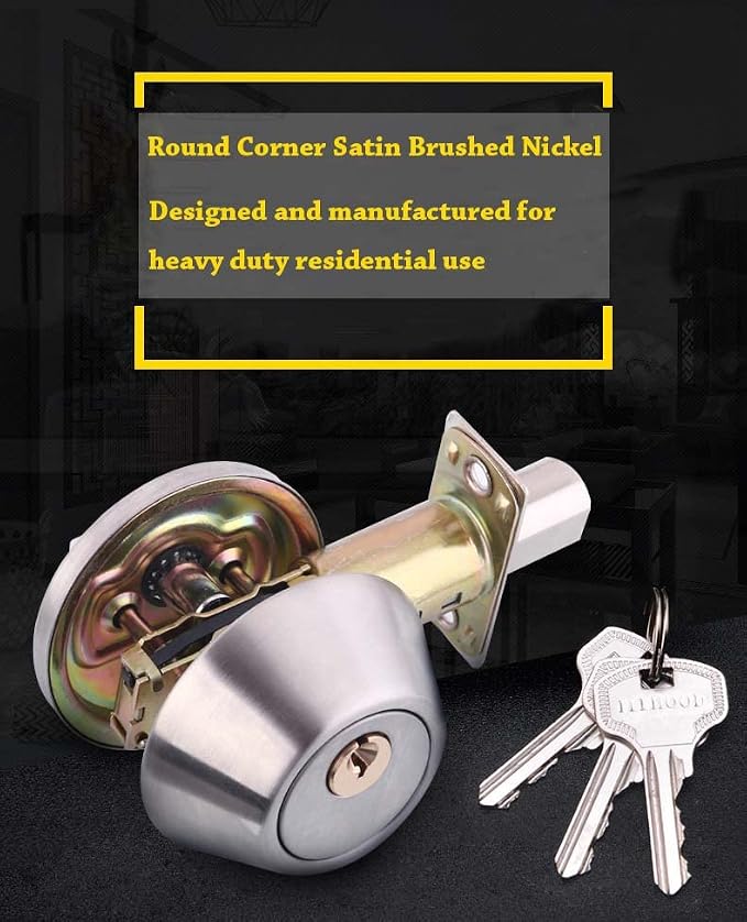 Deadbolt Strike Plate Door Backplate 1" x 2-1/4" Round Corner Satin Brushed - Image 4