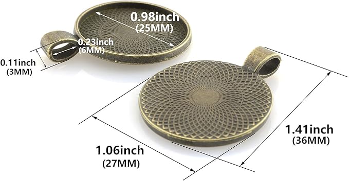 Lind Kitchen 25pcs Round Bezel Pendant Trays Setting Cabochon Blank Base for DIY Crafting Photo Jewelry Findings Making Accessories 25mm