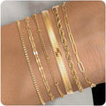 Silver and Gold Bracelets for Women Non Tarnish Waterproof Gold bracelet stack set, Adjustable 6.5"+2" Extender, Layered Bracelets for Women，Exquisite Jewelry Gift