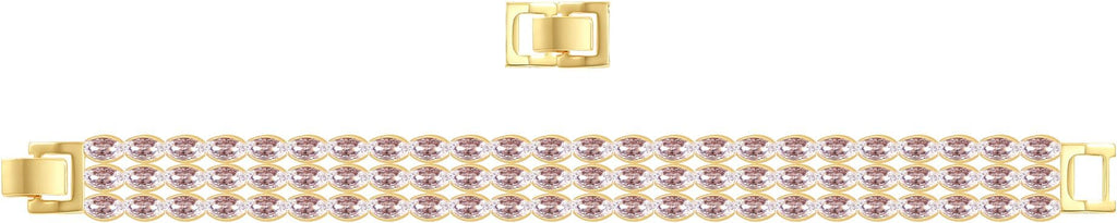 14K Gold Plated Women’s Tennis Bracelet – Sleek CZ Line Bracelet, Fits 6.0"–7.2" Wrist – Sparkly Everyday Jewelry Gift, Contemporary Tennis Bracelets for Women