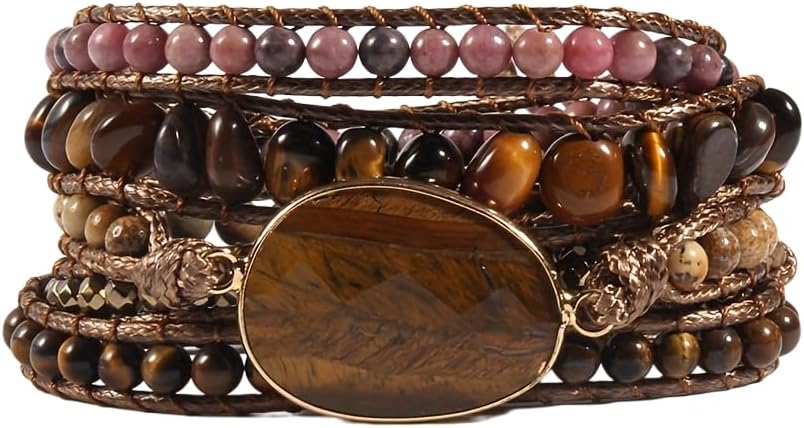 ZOSOJONA Women Wrap Bracelets Boho Natural Stone Jasper Turquoises Strand Bracelet Jewelry Collection
