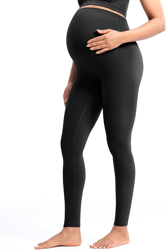 POSHDIVAH Women's Creamluxe Maternity Leggings 25"/28" Over The Belly Pregnancy Yoga Pants Active Workout Leggings