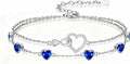 Prismata Infinity Birthstone Charm Link Bracelet 925 Sterling Silver Adjustable 12 Months Birthstone Infinity Bracelet Birthday Jewelry Gifts for Women Mom Her,with 7"+2" chain