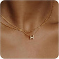 Initial Necklaces for Women, Trendy 14K Gold Plated Layered Necklace Dainty A-Z Letter Custom Name Personalized Choker Necklaces Non Tarnish Fashion Accessories Gold Jewelry Birthday Gifts for Her