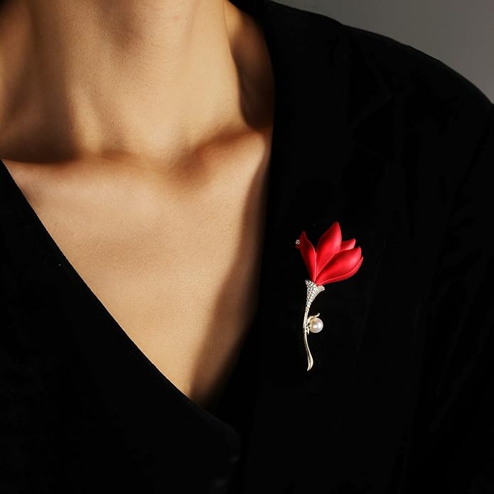 Red Rose Flower Brooches and Pins for Women Costume Jewelry Brooch Pins Broches Jewelry for Women Elegant Lady Pin