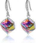 Austrian Crystal Cube Drop Dangle Earrings for Women 14K Gold Plated Hypoallergenic Jewelry