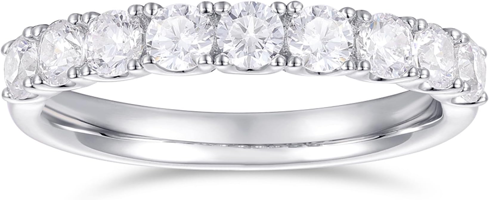 14K Gold Moissanite Rings 2.5mm Half Eternity Bands Womens Band Ring 14K Gold Moissanite Wedding Band for Women