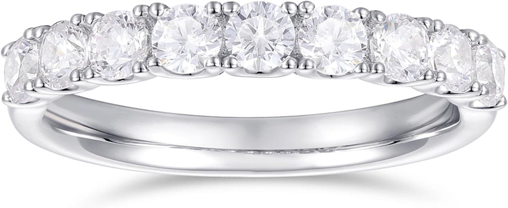 14K Gold Moissanite Rings 2.5mm Half Eternity Bands Womens Band Ring 14K Gold Moissanite Wedding Band for Women