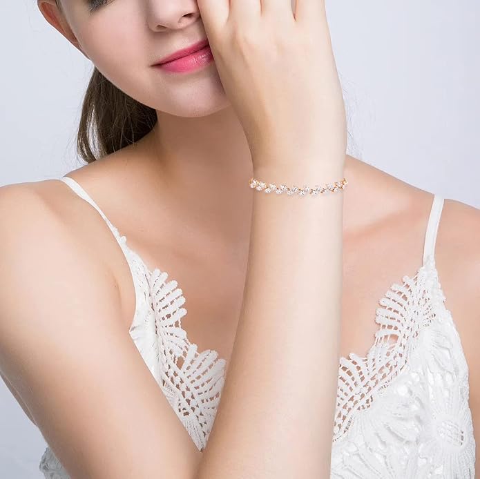 Bridal Wedding Jewelry CZ Set Marquise Teardrop Cubic Zirconia Pendant Necklace and Dangle Earring Bracelet Sets for Women