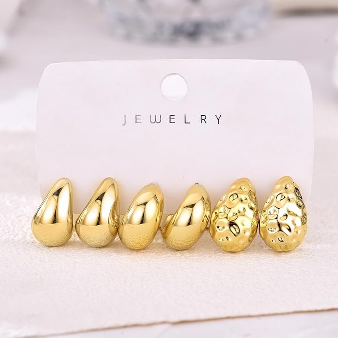 9 Pairs Chunky Gold Earrings Set for Women Trendy Lightweight Gold Plated Hoop Earrings Hypoallergenic Jewelry