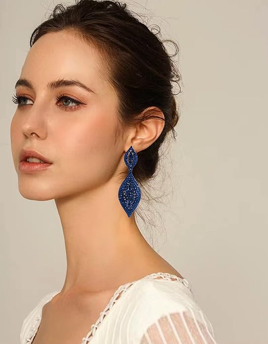 Elegant Rhinestone Dangle Earrings Crystal Wedding Bridal Long Dangling Drop Earrings Chandlier Earrings for Women Bridesmaid