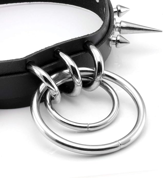 Eigso Vintage Punk Goth Studded Rivet Pu Leather Collar Choker Necklace with Spikes Adjustable