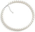 Zeffy Pearl Necklace 4MM/6MM/8MM Dainty Round Imitation Pearl Choker Necklace Wedding Pearl Necklace Delicate Jewelry for Women Simple Bridesmaid Jewelry Gifts