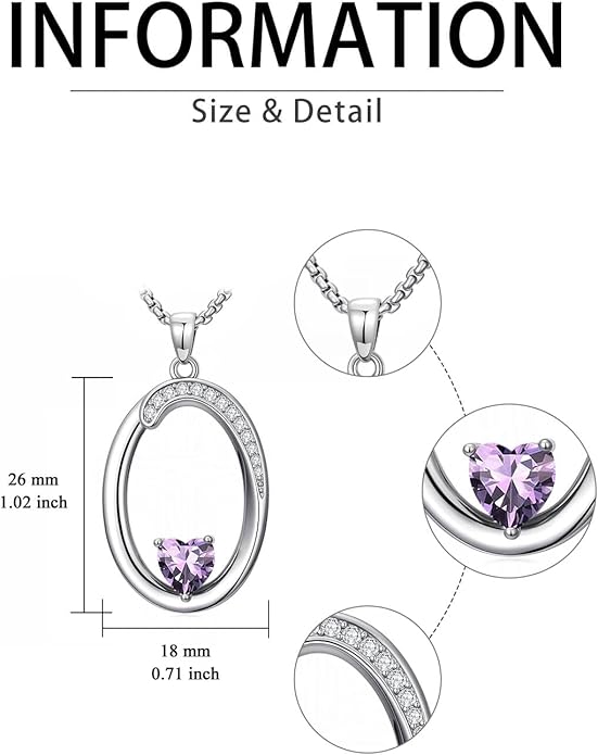 Valentines Day Gifts for Women Alphabet A to Z Initial Birthstone Pendant Necklaces for Women - 18k White Gold Plated Personalized Name Jewelry Valentine Mothers Day Birthday Gifts for Women Her Girlfriend