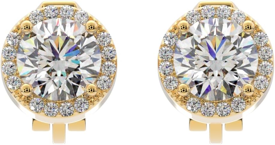 Aloha Earrings Round Halo Crystal Clip On Stud Earrings