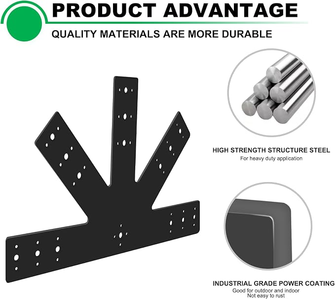 2pcs 24x13.5 Gable Plate Pergola Truss Roof Plate Connector Black | Heavy Duty - Image 4