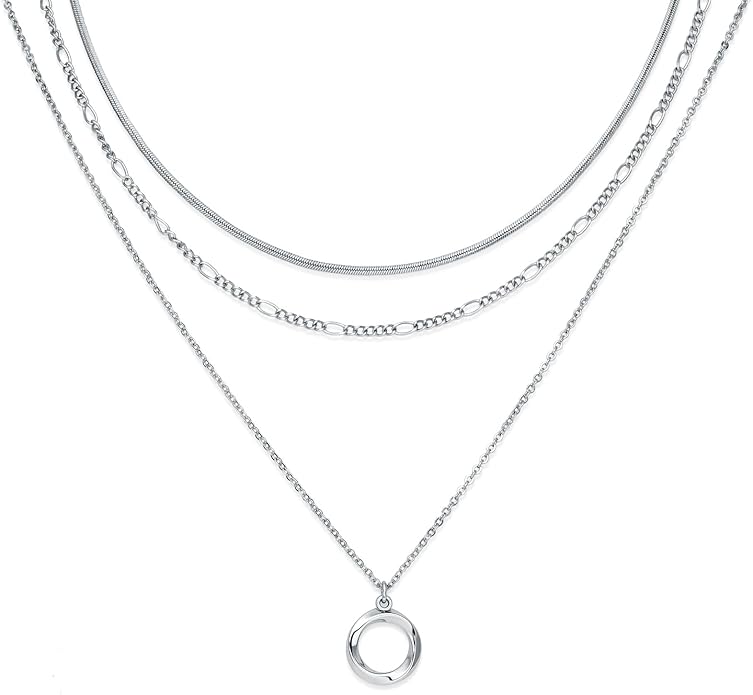 LANE WOODS Gold Plated Necklaces for Women - Multilayer Coin Medallion Pendant Necklace Adjustable Layering Choker Necklaces Chain Set Jewelry