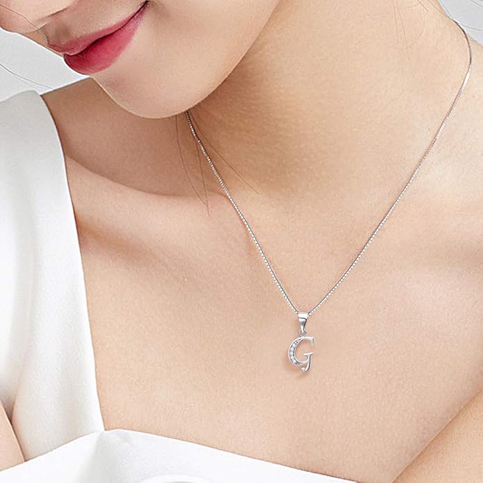 Aurora Tears Letter Necklace Initial 925 Sterling Silver Alphabet Pendant Crystal Name Gift Women Cubic Zirconia Jewelry