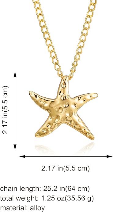 Gold Starfish Necklace for Women Dainty Starfish Pendant Necklace Summer Beach Ocean Jewelry