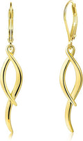 ALEXCRAFT 925 Sterling Silver Dangle Earrings, Hypoallergenic 14k Gold Plated Long Double Linear Twisted Tassel Dangling Drop Earrings for Women Trendy Statement Elegant Lightweight Leverback Earring