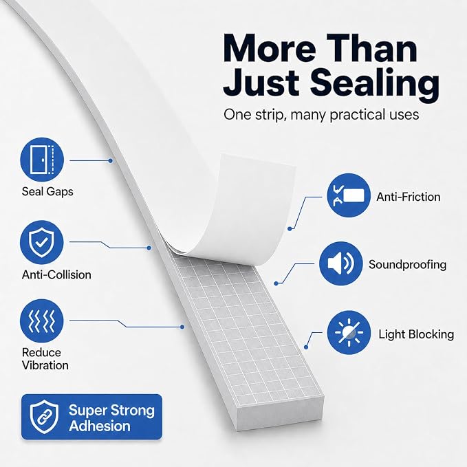 66FT EVA Foam Weather Stripping Door Seal, Self-Adhesive Weatherstrip Tape - Image 4