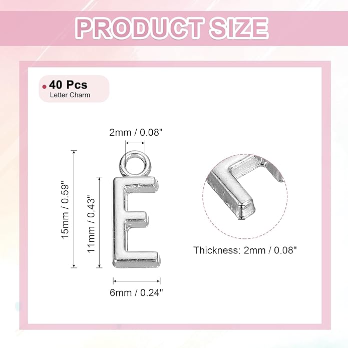 uxcell Letter Charm, Alloy Letter Initial Alphabet Charm for DIY Crafts Jewelry Making Bracelet Earrings Necklace