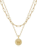 Yoosteel Valentines Gifts for Women Her - Gold Layered Initial Necklaces for Women 14K Gold Plated Dainty Layering Paperclip Link Chain Necklace Coin Initial Necklace Birthday Gifts for Teen Girls