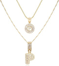 14K Gold Plated Alphabet Necklace Cubic Zirconia Letter Pendant, Personalized Name Jewelry Gift for Women, Customizable A-Z, Birthday/Mothers Day Gifts for Womens