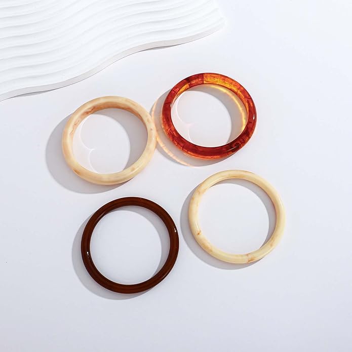 LILIE&WHITE Colorful Acrylic Bangle Bracelets For Women Resin Bangles Chic Vintage Gold Bracelet Chunky Bracelets Jewelry Gift