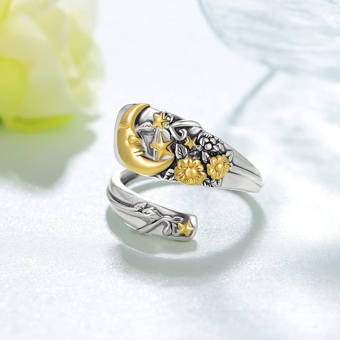 Thumb Rings for Women 925 Sterling Silver Adjustable Spoon Ring Vintage Thumb Jewelry Gifts for Women