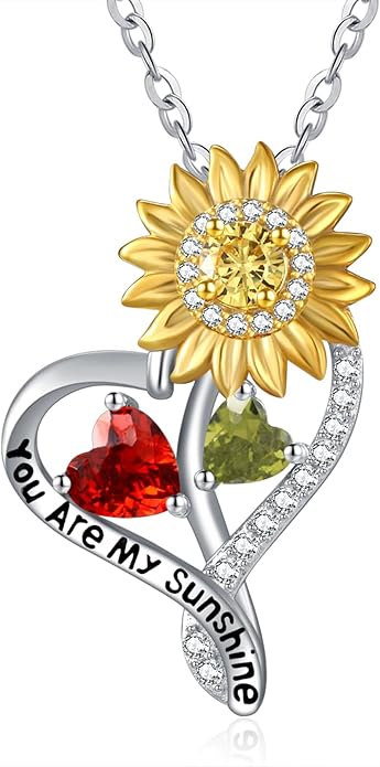 Valentine's Day Gifts for Wife 925 Sterling Silver Double Birthstone Pendant Necklaces I Love You for Always and Forever Necklace Anniversary Birthday Gifts for Wife Girlfriend Mom Her