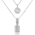 Initial Letter Necklace for Women 14k White Gold Silver Plated Dainty Necklaces Trendy Chunky Custom Layered Necklace Set Personalized Round Circle Zirconia A-Z Letter Chain Pendant Jewelry Gift