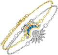 PINK TOWN Sun Moon Bracelet Set Stackable Bracelet for Women Men Sparkling Gold Sun Ring/Blue Moon Bracelet Couple Bracelet Matching Bracelet as Friendship Best Friend Jewelry for Women Men