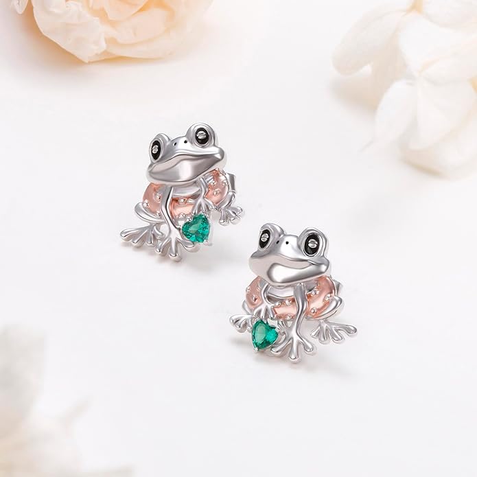 FLYOW 925 Sterling Silver Cute Animal Jewelry Hummingbird/Butterfly/Wolf/Corgi/Cat/Snake/Spider/Bat/Penguin/Bear/Opossum/Frog/Guinea Pig for Women Mother Friend Animal Lovers