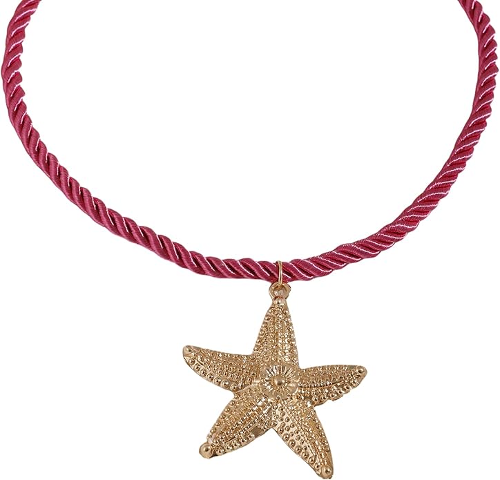Starfish Necklace for Women,Vintage Gold Starfish Pendant Necklace Boho Colorful Rope Necklace Beach Party Classic Accessory