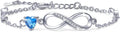 Bracelets for Women Sterling Silver Infinity Heart Bracelet Charms Bracelet Trendy Dainty Gift for Ladies Womens Wife Bride Sister Friend Anniversary Birthday Mothers Day Valentines Gifts for Her