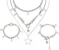 2 Pieces Silver Star Necklace Y2K Jewelry Set Grunge Necklace Kawaii Cute Necklaces Aesthetic Vintage Emo Jewelry