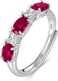 925 Sterling Silver Birthstone Rings for Women - Adjustable Size Women Jewelry Birthday Gifts for Girlfriend,Wife,Mom