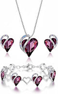 Leafael Valentine's Day Gift Necklaces for Women, Infinity Love Birthstone Heart Crystal Pendant, Birthday Anniversary Jewelry for Wife, Mom, and Her, Silver Plated, 18" + 2" Adjustable Chain