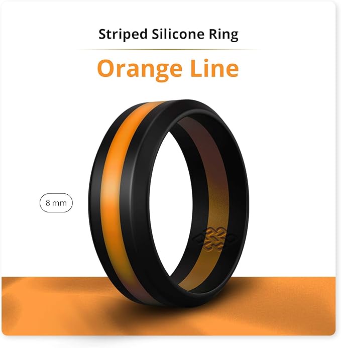 Knot Theory Striped Silicone Ring for Men and Women – Black, Grey, Red, Blue, Orange, Yellow, Purple