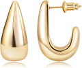 Gacimy Chunky Earrings for Women, Teardrop Earrings with 925 Sterling Silver Post, 14K Gold Plated Statement Drop for Women