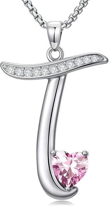 Valentines Day Gifts for Women Alphabet A to Z Initial Birthstone Pendant Necklaces for Women - 18k White Gold Plated Personalized Name Jewelry Valentine Mothers Day Birthday Gifts for Women Her Girlfriend