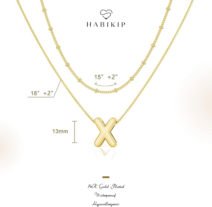 Initial 14K Gold Plated Necklaces for Women, Layered Bubble Letter A-Z Necklace Pendant Choker Necklaces for Women Trendy Monogram Name Necklace Personalized Jewelry for Women