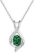 SMILEST Valentines Day Gifts for Her - 925 Sterling Silver Oval Sparkle Birthstone Necklace, Infinity Pendant Necklace Anniversary Birthday Gifts for Women Wife Girlfriend Mom Birthstone Necklace