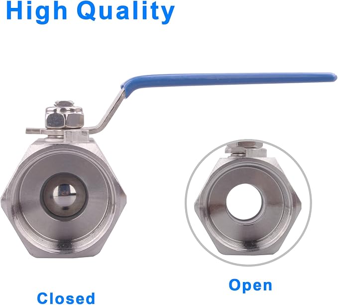 DERNORD Stainless Steel Ball Valve 1PC Type NPT Standard Port - Image 3