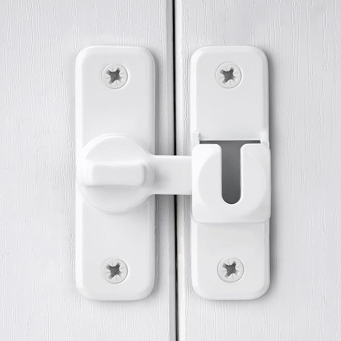 3 Pcs White 90/180 Degree Flip Latch, Zinc Alloy Barn Door Latch | Right Angle - Image 4